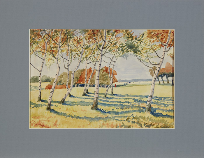 Harry Kernoff RHA (1900-1974) SILVER BIRCHES & MY FIFTEEN ACRES, PHOENIX PARK, DUBLIN watercolour - Image 2 of 3