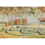 Harry Kernoff RHA (1900-1974) SILVER BIRCHES & MY FIFTEEN ACRES, PHOENIX PARK, DUBLIN watercolour