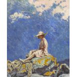 Mainie Jellett (1897-1944) BETTY ON THE ROCKS, 1919 oil on canvas signed [Miss M. Jellett] and