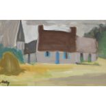 Markey Robinson (1918-1999) COTTAGES AND A CHURCH gouache signed lower right 12 x 19½in. (30.48 x