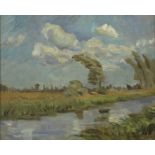 Estella Frances Solomons HRHA (1882-1968) HEYBRIDGE, ESSEX, 1930 oil on panel signed and dated lower