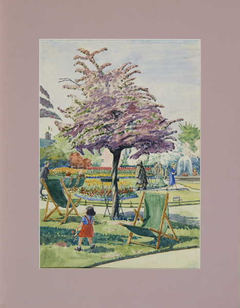 Harry Kernoff RHA (1900-1974) PINK HAWTHORN, ST STEPHEN'S GREEN, DUBLIN watercolour signed lower - Image 2 of 3