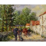 James S. Brohan (b.1952) MAN WITH CATTLE IN A COUNTRY LANE oil on canvas signed lower right; with