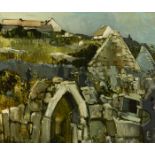 Cecil Maguire RHA RUA (b.1930) SEVEN CHURCHES, ARAN oil on board signed lower right; titled and with