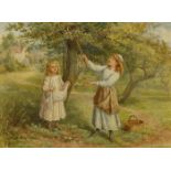 Samuel McCloy (1831-1904) PICKING APPLES watercolour signed lower left; with Fine-Lines Fine Art [