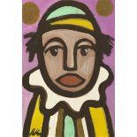 Markey Robinson (1918-1999) CLOWN gouache and gold paint signed lower left 11¼ x 8in. (28.58 x 20.