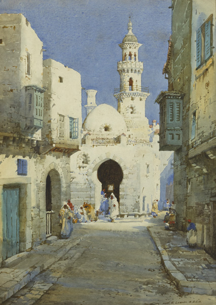 Noel Harry Leaver ARCA (1889-1951) OUTSIDE A MOSQUE watercolour signed lower right; with Lang's [Art