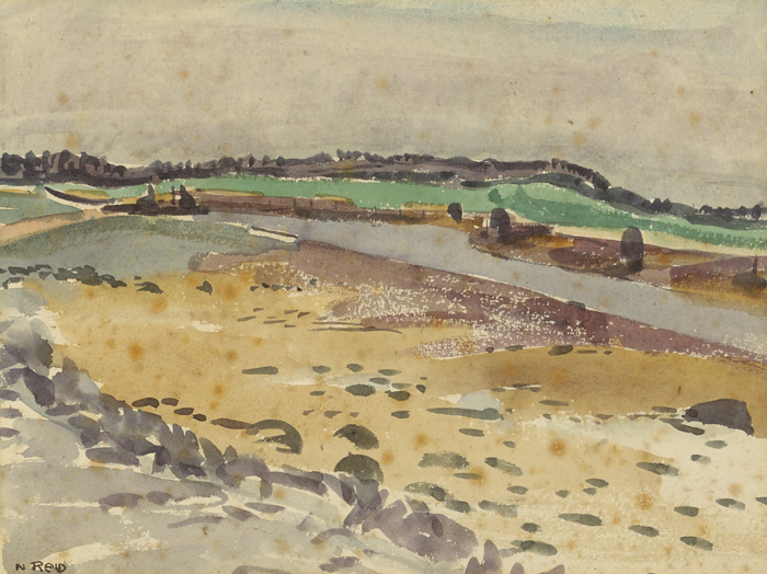 Nano Reid (1900-1981) RIVER BANK ON THE BOYNE watercolour signed lower left 8 x 11in. (20.32 x 27. - Image 3 of 5