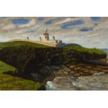 Stephen McKenna PPRHA (b.1939) ST JOHN'S POINT LIGHTHOUSE, DONEGAL oil on board signed with initials