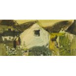 Louis le Brocquy HRHA (1916-2012) COTTAGES, ACHILL ISLAND, 1946 ink and watercolour signed and dated