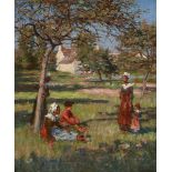 Aloysius C. O’Kelly (1853-1936) BRETON FIGURES IN AN ORCHARD oil on canvas signed lower right 25 x