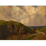 James Humbert Craig RHA RUA (1877-1944) QUARRY ON ANTRIM COAST oil on board signed lower left;