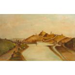 Millmount, Drogheda, oil painting by Thomas Markey (1885-1967). Oil on canvas. 27½ x 43in. (69.85