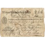 Waterford Bank Two Guineas Banknote, 2nd July 1808. Two Pounds, Five Shillings & Six Pence". "For