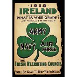 1918 Irish Recruiting Poster Centred by a large green shamrock, 1918 - Ireland - What is your grade?