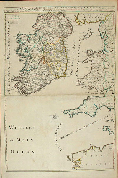 1760, Sir William Petty, A General map of Ireland: Divided into its four Provinces and its 32