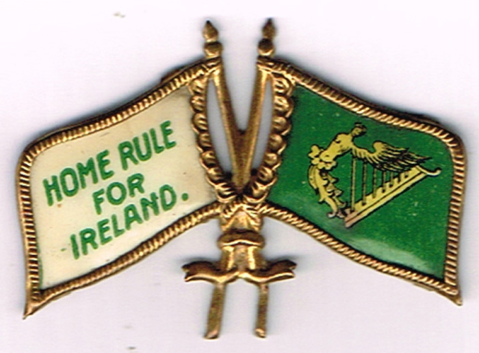 Circa 1890. Home Rule enamel and gilt badge. Attractive HOME RULE FOR IRELAND badge in exceptional