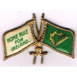 Circa 1890. Home Rule enamel and gilt badge. Attractive HOME RULE FOR IRELAND badge in exceptional