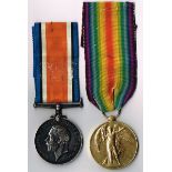 1914 - 1918 World War I medals, Royal Dublin Fusiliers War Medal and Victory Medal pair officially