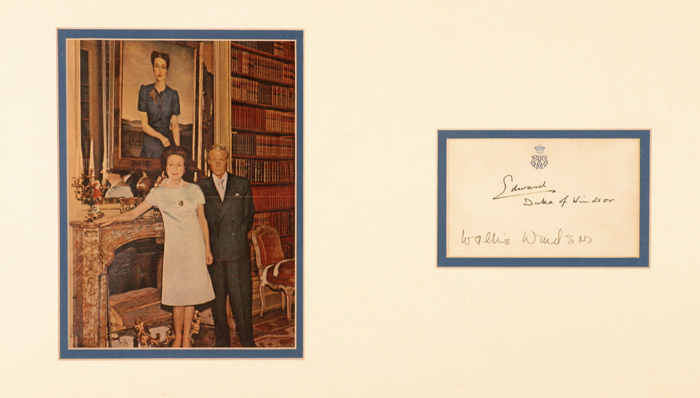 The Duke and Duchess of Windsor, autograph signatures. A slip of paper headed with the Ducal seal of