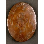 Circa 1798. Stewartstown Infantry cross belt plate. A brass oval convex cross belt plate engraved to