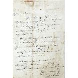 Isaac Butt autograph letter An undated one-page letter in blue ink to an unknown recipient regarding