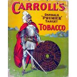 Carroll's No. 1 Dundalk Premier Target Tobacco, two advertising signs. An indoor sign depicting a