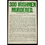 WW1 Irish Recruiting Poster, 300 Irishmen Murdered" A poster citing the sinking of Irish shipping by