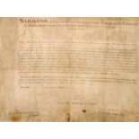 1807 Document signed by Napoleon Bonaparte Partially printed document on vellum, approved and signed