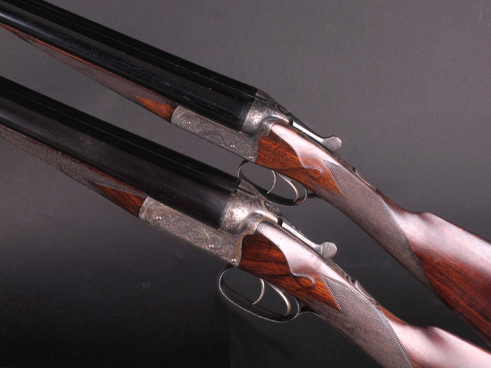 A fine pair of 12-bore boxlock ejector guns by W. J. Jeffery & Co. The maker's name engraved in a