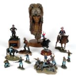 Civil War, Native American and U.S. Cavalry figures A large collection of painted, cast metal