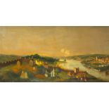 Drogheda, 17th Century, oil painting by Thomas Markey (1885-1967). Oil on board. 25 x 48in. (63½ x