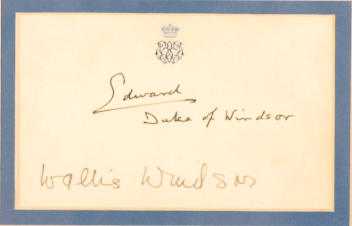 The Duke and Duchess of Windsor, autograph signatures. A slip of paper headed with the Ducal seal of - Image 2 of 2