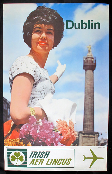 Circa 1960. Aer Lingus Dublin" poster showing Nelson's Pillar." Printed by Ormond. 40 x 25in. (101.