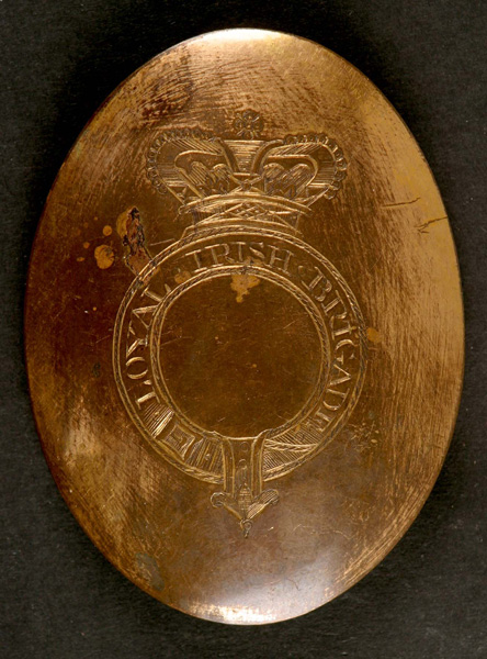 1794-1798. Loyal Irish Brigade cross belt plate. A polished brass oval convex cross belt plate