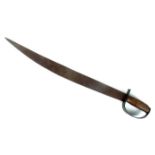 Late 18th century blacksmith forged sword The short cutlass-style blade and plain brass guard on