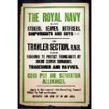WW1 Irish Recruiting Poster, The Royal Navy Wants Stokers, Seamen, Artificers, Shipwrights and Boys"