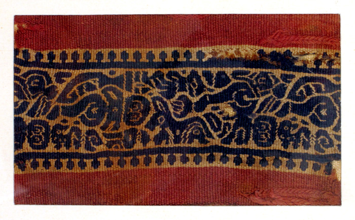 6th century Egyptian Coptic textile fragment A strip of woven textile from the lapel of an