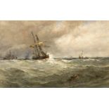 Edwin Hayes RHA RI ROI (1819-1904) VESSELS COMING TO ANCHOR, SWANSEA BAY watercolour signed lower