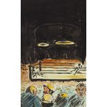 Robert Gregory (1881-1918) A BOXING RING pen and ink with watercolour 7 x 4½in. (17.78 x 11.43cm)