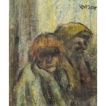 William Conor OBE RHA RUA ROI (1881-1968) TWO SHAWLIES crayon signed upper right 7 x 6in. (17.78 x