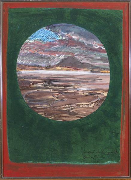 Brian Bourke HRHA (b.1936) DONEGAL LANDSCAPE, 1974 mixed media on board signed, titled and dated - Image 2 of 3