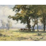 Frank McKelvey RHA RUA (1895-1974) CATTLE GRAZING oil on canvas signed lower left; with John Magee