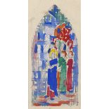 Evie Hone HRHA (1894-1955) VIRGIN & SAINTS I watercolour 8¼ x 4in. (20.96 x 10.16cm) de Veres, 20