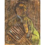 William Conor OBE RHA RUA ROI (1881-1968) THE ACCORDION PLAYER crayon signed twice upper right and