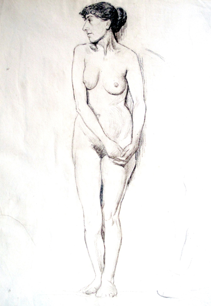 Constance Gore-Booth Countess Markievicz (1868-1927) NUDE STUDY OF A YOUNG WOMAN charcoal 23 x 17½