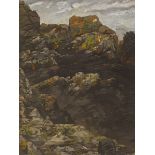 Margaret Clarke RHA (1888-1961) ROCKS, NORTH COUNTY DUBLIN oil on board with inscribed Taylor