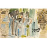 Nano Reid (1900-1981) GROUP OF TINKERS watercolour signed lower left; inscribed on Dawson Gallery [