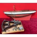 Model Wooden Boat and Part Sextant