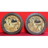 Two Bretby Art Pottery Wall Plaques Diameter Approx 35cm